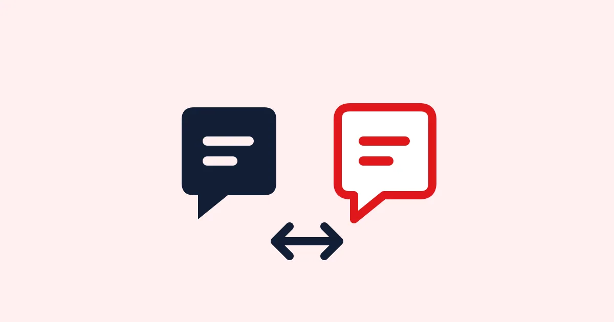 Editorial illustration: Two conversation-monitoring approaches joined by a neutral comparison arrow.