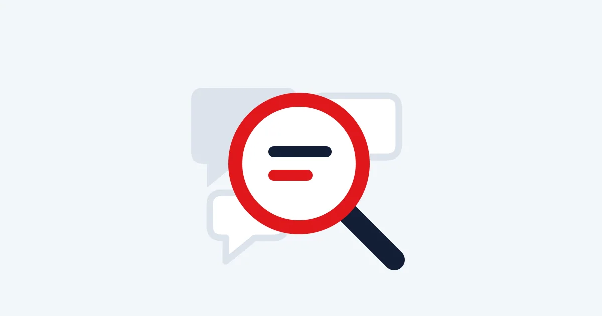 Editorial illustration of a magnifying glass finding one conversation among several speech bubbles.