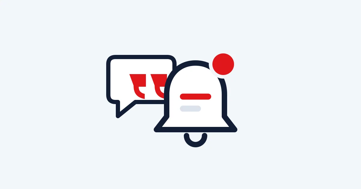 Editorial illustration of a request bubble beside a notification bell with a red alert dot.