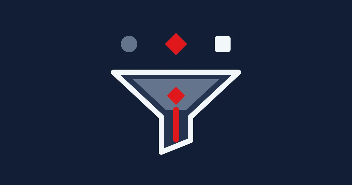Editorial illustration of several signals entering a filter and one red signal emerging.