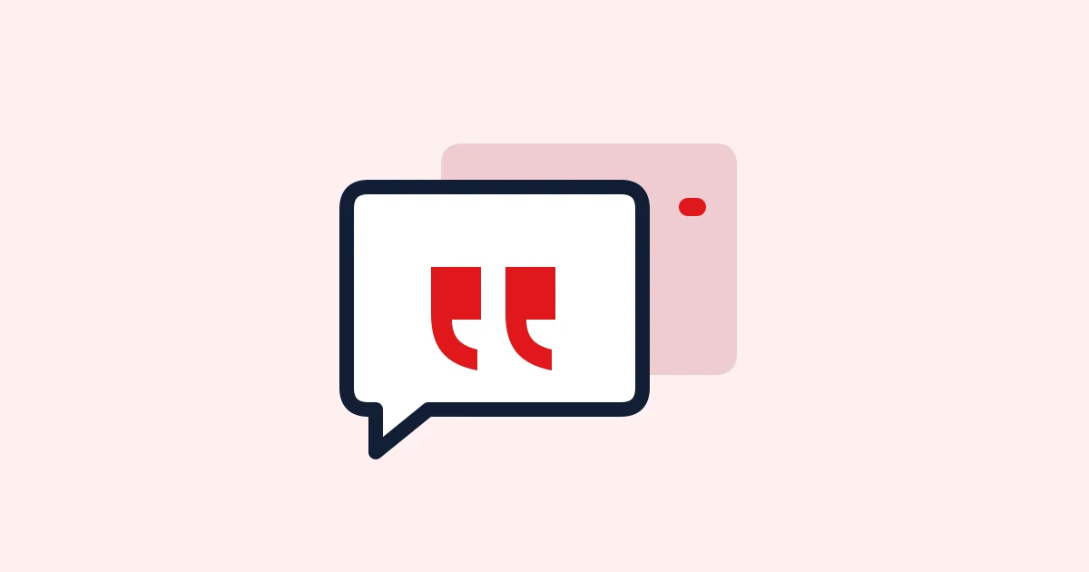 Editorial illustration: A recommendation request bubble carrying a large quotation mark.