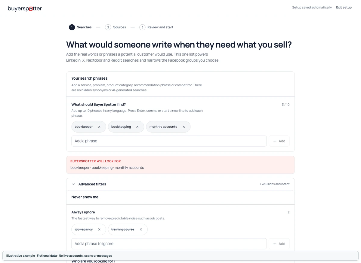 Advanced filters with Always ignore and intent choices