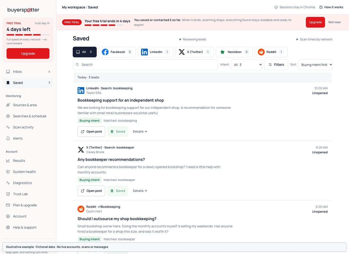 Saved requests and follow-up controls