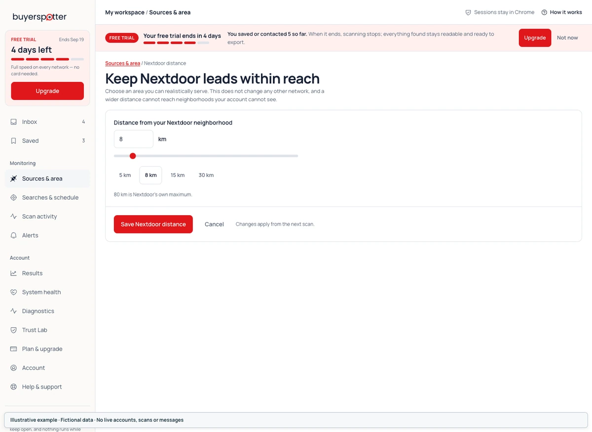 Nextdoor distance editor reached from Sources and area